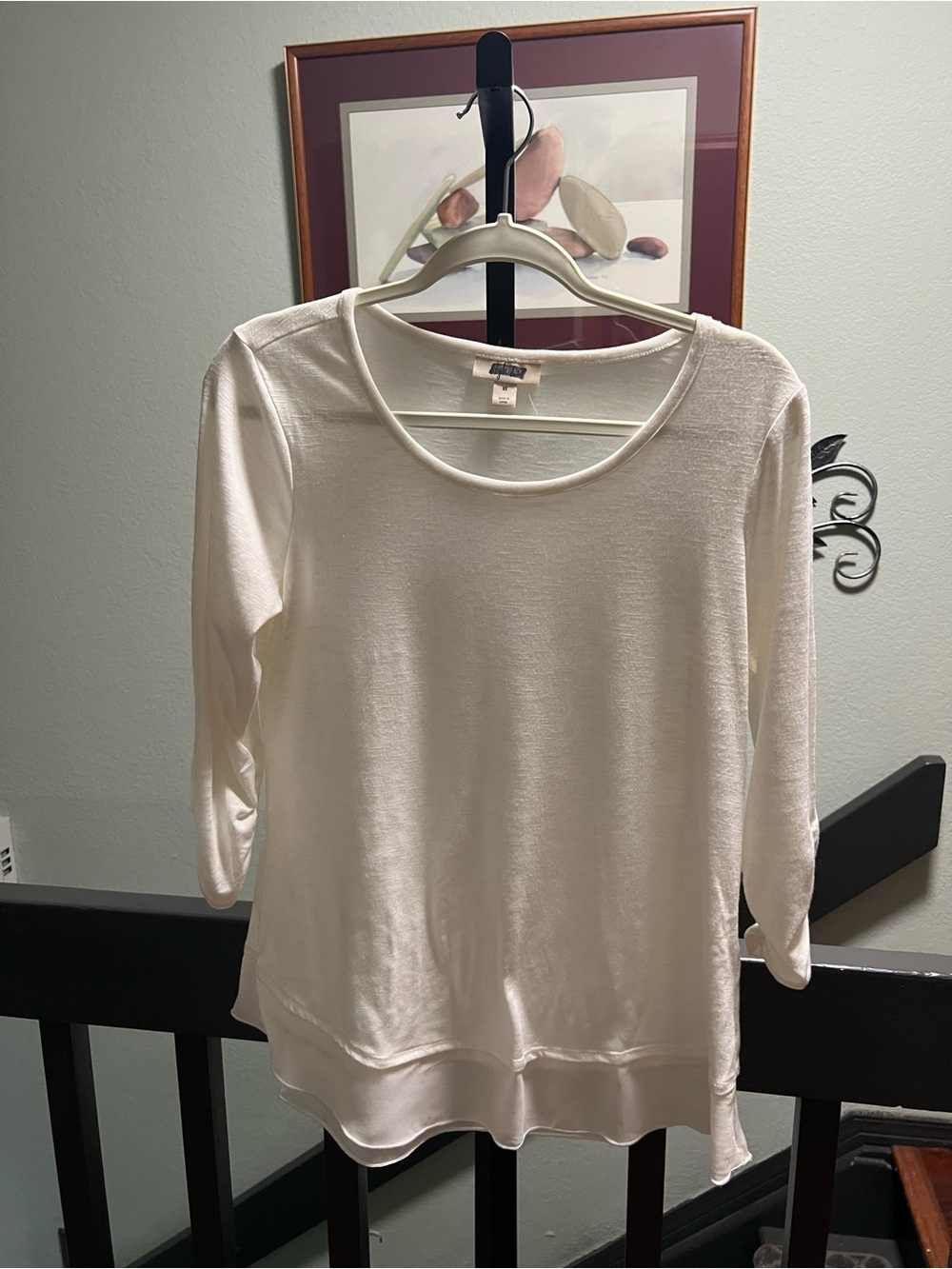 NWOT Women’s Lightweight Cream Long-Sleeve Scoop Neck Top XS #080
